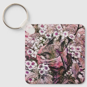 Chaveiro NEST DO PÁSSARO, rosa vermelho branco