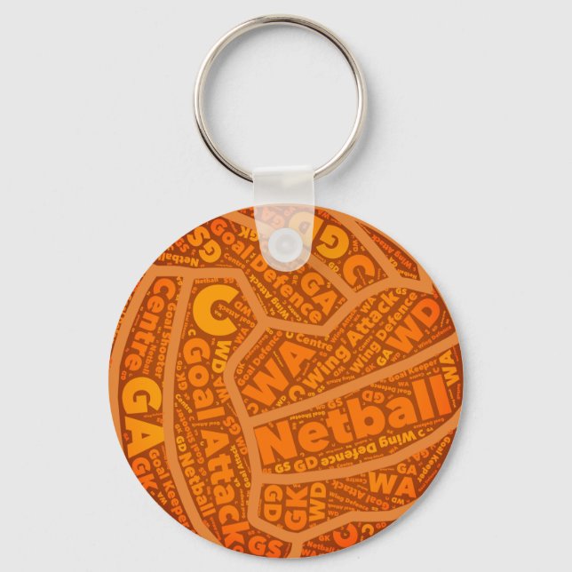 Chaveiro Netball Themed Orange Ball Design (Frente)