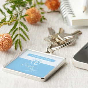 Chaveiro neto Batismo Parabéns Azul Criança de Deus