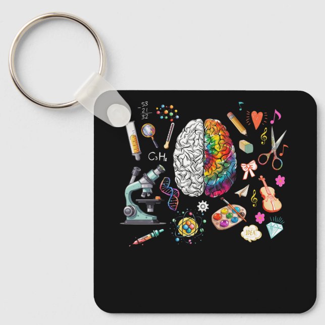 Chaveiro Neurociência de arte Colorida Tie Dye Brain (Frente)