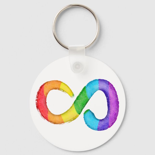 Chaveiro Neurodiversity Autismo Advertência Arco-Íris (Frente)