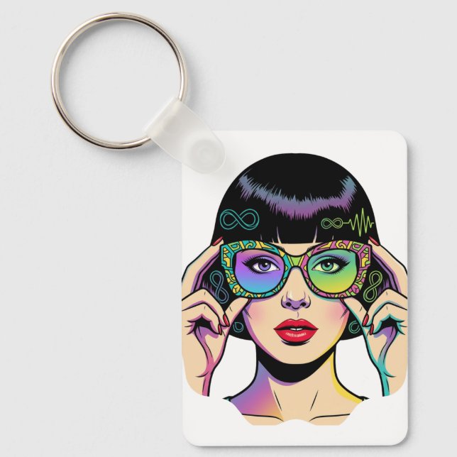 Chaveiro Neurodiversity Infinity Symbol Pop Art Woman  (Frente)