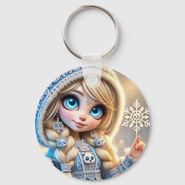 Chaveiro Neve Maiden Com Floco De Neve Glittering (Frente)