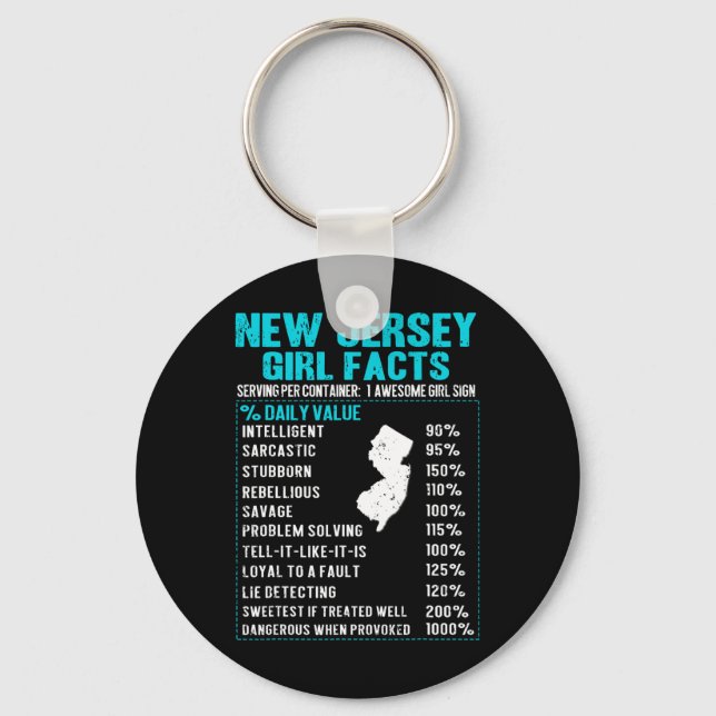 Chaveiro New Jersey Girl Facts Funny Birthday Gift Born In  (Frente)