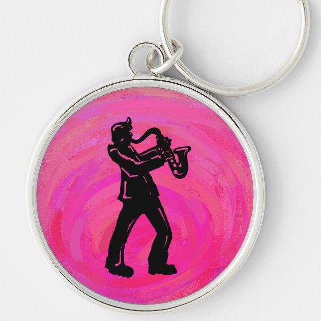 Chaveiro New York Boogie Noites Saxofone Rosa Quente (Frente)