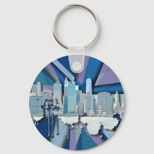 Chaveiro New York City Skyline Blue 3D