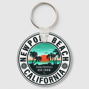 Chaveiro Newport Beach California Retro Sunset Souvenir 80