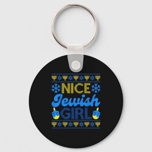 Chaveiro Nice Jewish Girl Ugly Happy Hanukkah Sweater Chanu (Frente)