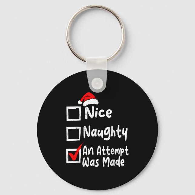 Chaveiro Nice Naughty An Attempt Was Made Funny Christmas L (Frente)