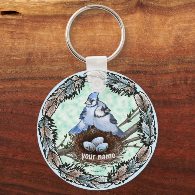 Chaveiro Ninho de Gaio Azul (Frente)