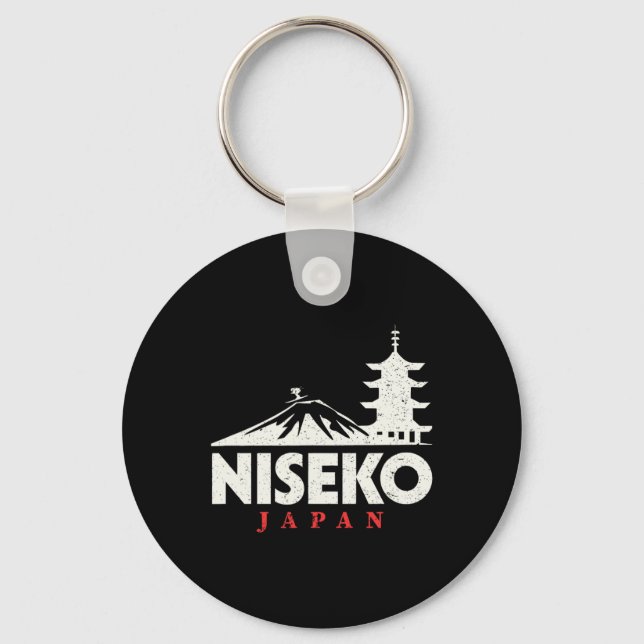 Chaveiro Niseko Japão Ski Resort Retro Skiting Snowboard (Frente)