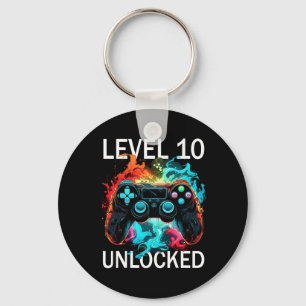 Chaveiro Nível de Crianças 10 Desbloqueado Video Gamer Retr