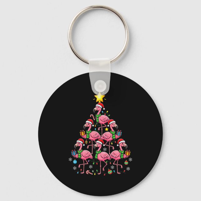 Chaveiro Nk Flamingo Christmas Tree Santa Flamingo Holiday  (Frente)