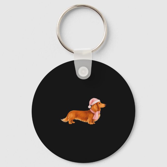 Chaveiro Nk Santa Red Long Haired Dachshund Christmas  (Frente)