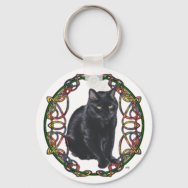 Chaveiro Nó Celtico de Gato Preto (Frente)