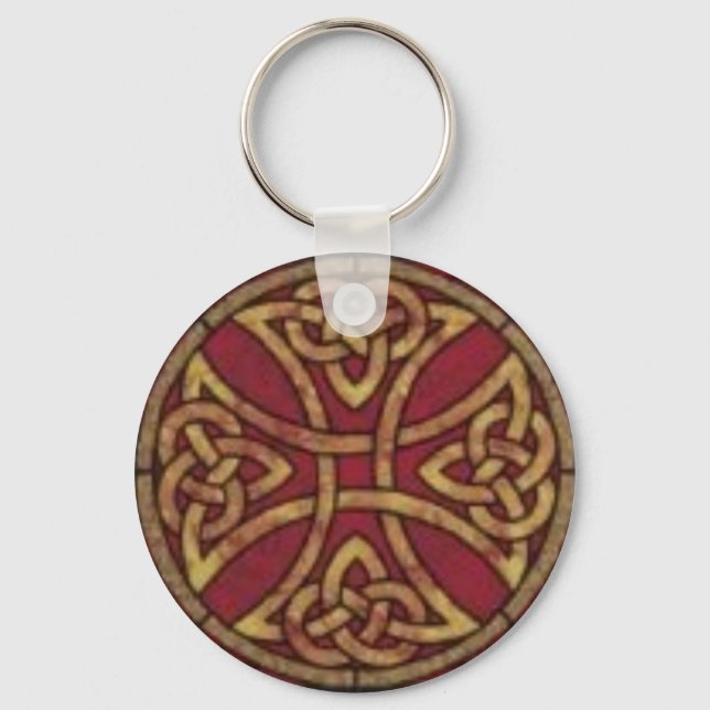 Chaveiro Nó Celular Vermelho e Dourado (Frente)