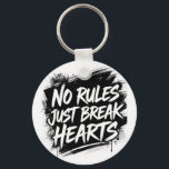 Chaveiro No Rules Just Break Hearts – Bold Street Keychain<br><div class="desc">bold and edgy typography design featuring the phrase “No Rules Just Break Hearts.” Perfect for those who love rebellious attitude, street style fashion, and confident statement quotes. The grunge brush style gives this design a modern urban vibe, making it ideal for t-shirts, hoodies, stickers, and more. A great choice for...</div>