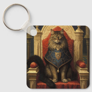 Chaveiro Nobre Trono de Gato Maine Coon Impressão de Arte