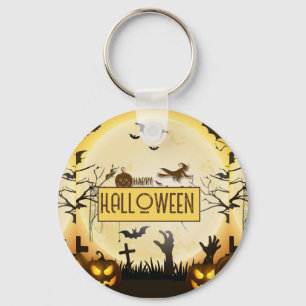 Chaveiro Noite Assustadora de Halloween com Design de Outon
