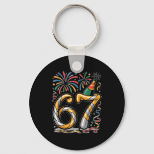 Chaveiro Noite de Ano Novo Número 67 ou 67º Aniversário Mem