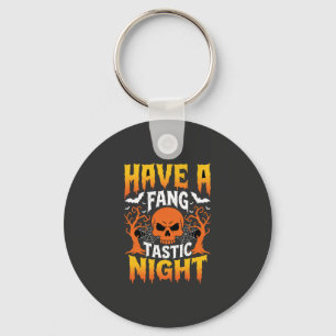 Chaveiro Noite Fantástica Crânio e Morcegos de Halloween