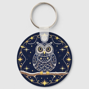 Chaveiro 🦉 Noite Intrincada da Coruja Lua Arte Detalhada d