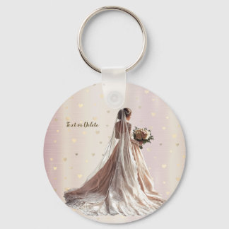 Chaveiro Noiva de Casamento de Inverno Rosa Dourado Brilhan