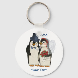 Chaveiro Noiva de Casamento de Pinguim e Gravata de Groom -