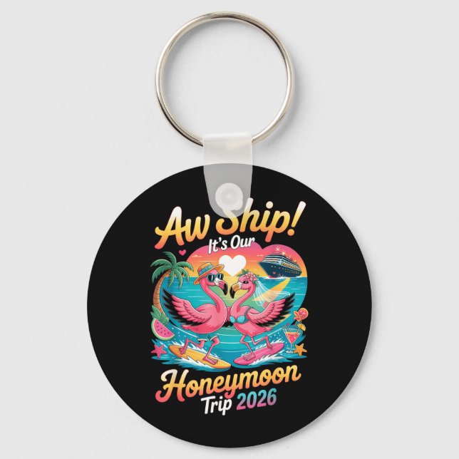Chaveiro Noiva Flamingo Cruzeiro de Lua de Mel Corresponden (Frente)