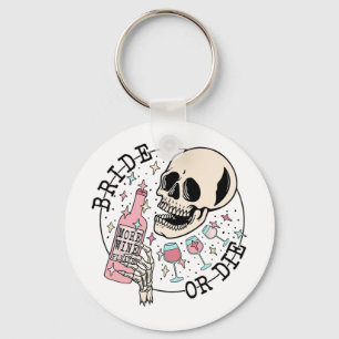 Chaveiro Noiva Ou Morra Crânio Bebendo Halloween Despedida