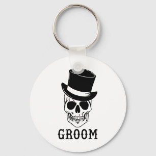 Chaveiro Noivo Caveira Com Chapéu Noiva Casamento Halloween