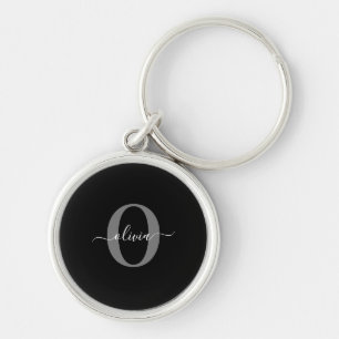 Chaveiro Nome com Letra Maiúscula Personalizada Preto Branc