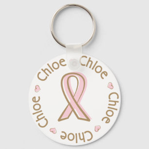 Chaveiro Nome cor-de-rosa Chloe do cancro da mama da fita