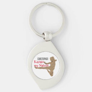 Chaveiro Nome da Areia Vermelha Silhouette Japan Karate