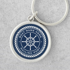 Chaveiro Nome da embarcação e roda do navio náutico do port