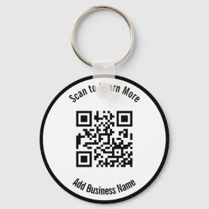 Chaveiro Nome da Empresa Código QR de Varredura Preto e Bra