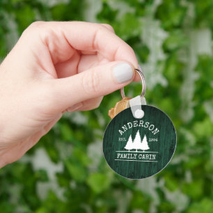 Chaveiro Nome da Família de Madeira Verde Rústica de Cabi