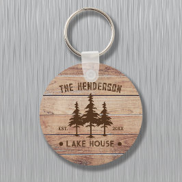 Chaveiro Nome da família Lago House Pine Tree Personalizado