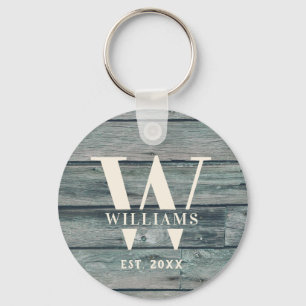 Chaveiro Nome da Família Personalizada de Driftwood Monogra
