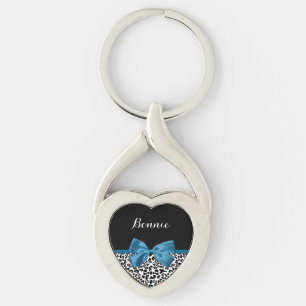Chaveiro Nome da Menina Leopard Impressão Bonito Cobalt Bl
