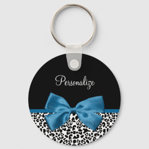 Chaveiro Nome da Menina Leopard Impressão Bonito Cobalt Bl