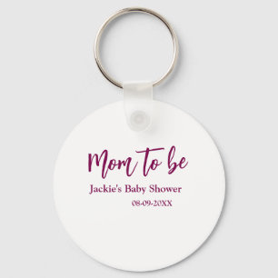 Chaveiro nome data chá de bebê futura mamãe rosa simples mí