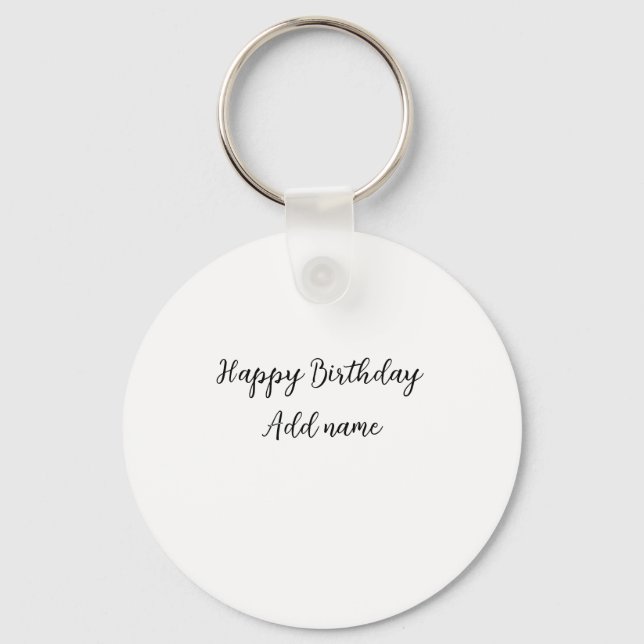 Chaveiro Nome de adição de aniversário de feliz título míni (Frente)