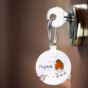 Chaveiro Nome de adição de Robin fofo personalizado na neve