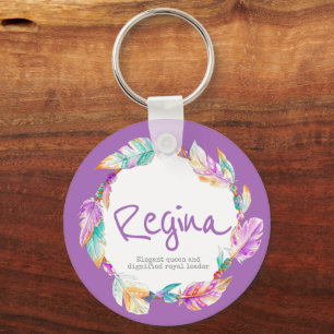 Chaveiro Nome de aquarela de pena significando aqua Regina