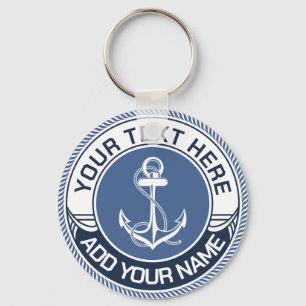 Chaveiro Nome de barco personalizado e âncora náutica do ca