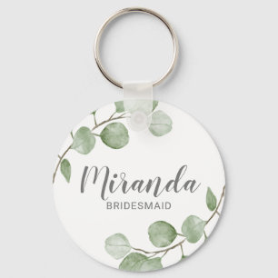 Chaveiro Nome de Bridesmaid Personalizado Eucalyptus Waterc