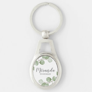 Chaveiro Nome de Bridesmaid Personalizado Eucalyptus Waterc