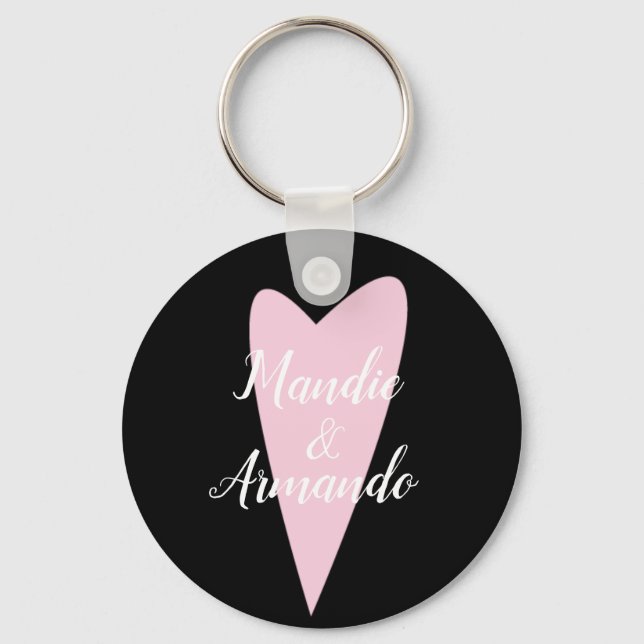 Chaveiro Nome de Casais Coração Rosa Fofo (Frente)