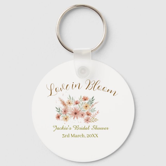 Chaveiro Nome de chá de noiva boho laranja amor em flor ret (Frente)